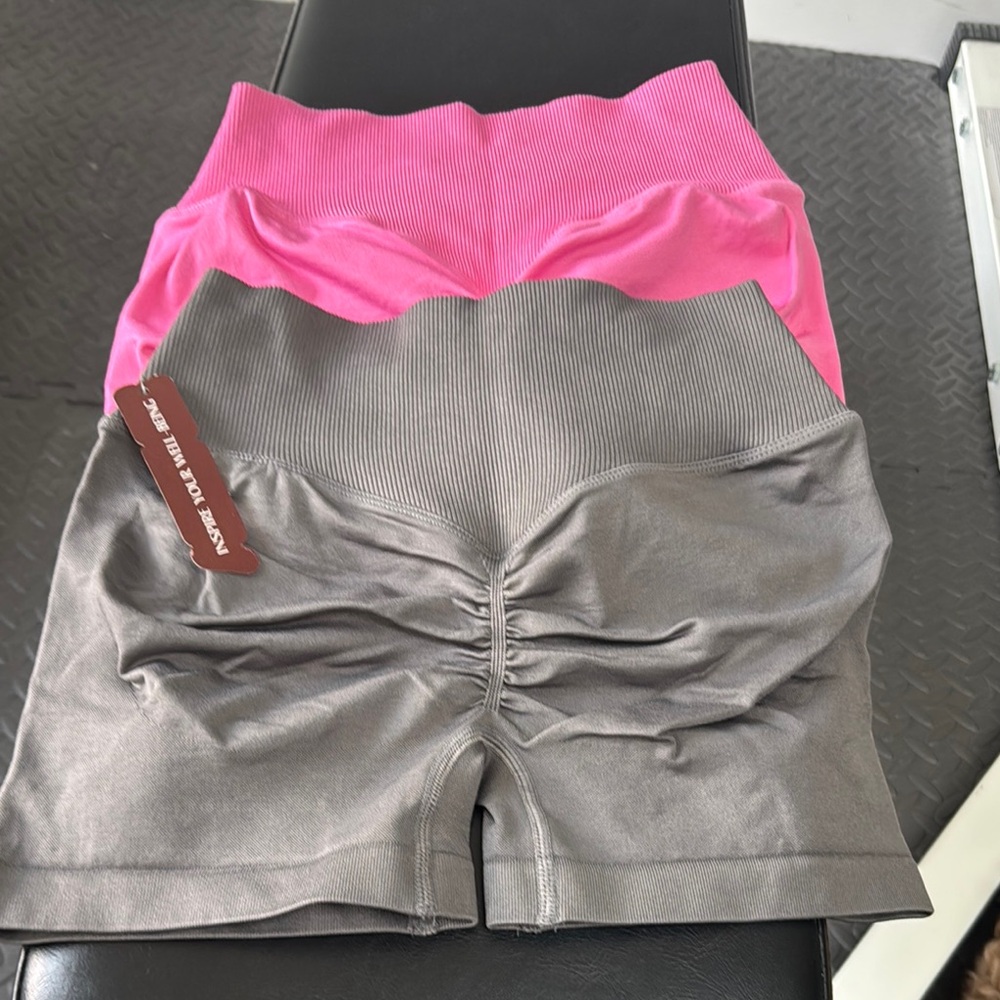 Pink and Gray Women's Shorts